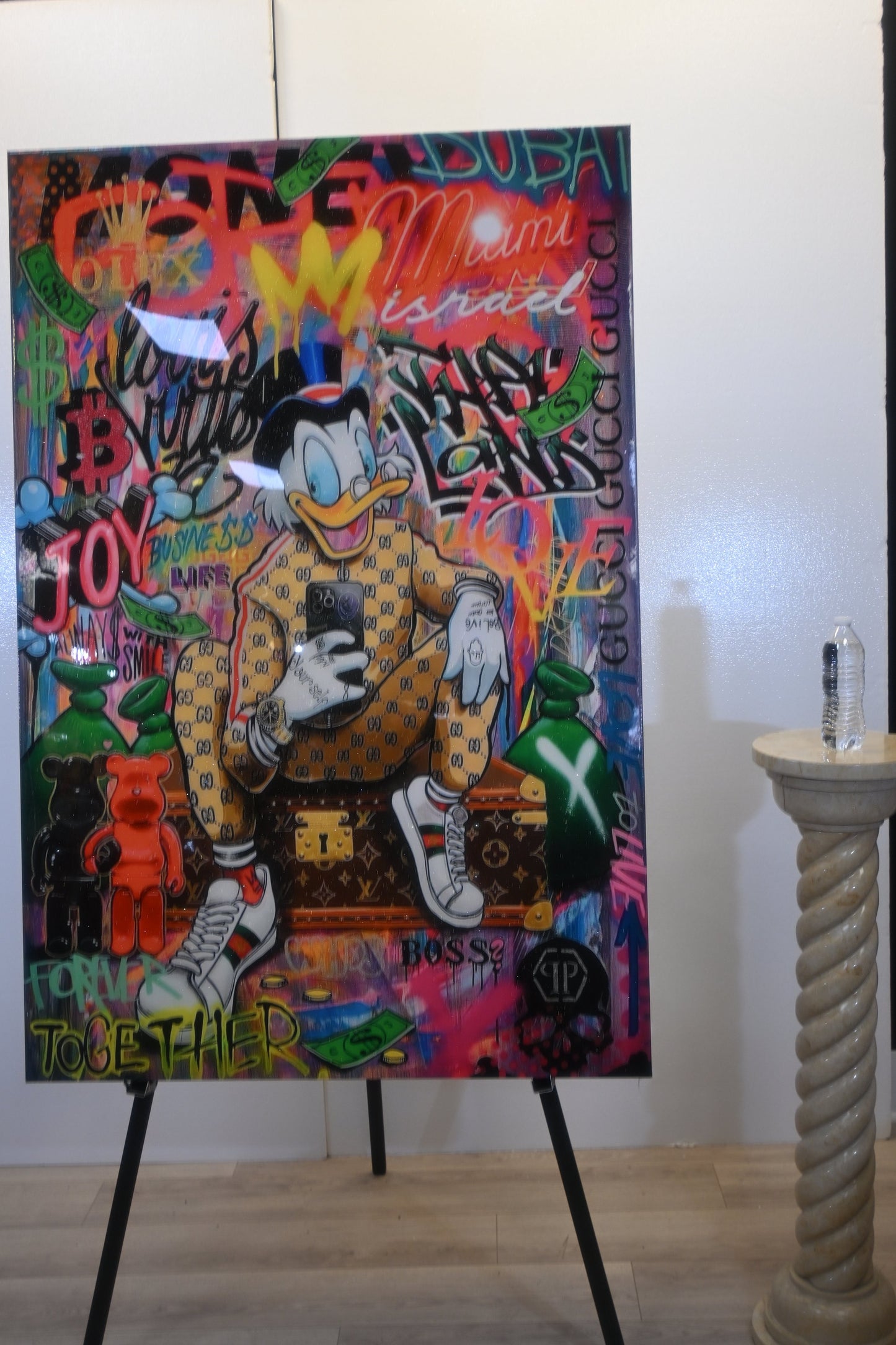 Giant Wealthy Duck Luxury Graffiti Resin Canvas 50"x69"
