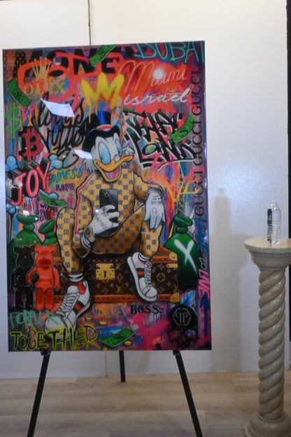 Giant Wealthy Duck Luxury Graffiti Resin Canvas 50"x69"
