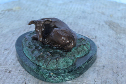 Deer Lazy Days, Small Bronze Statue Signed by Robert Beeler 6" x 7" x 3"H