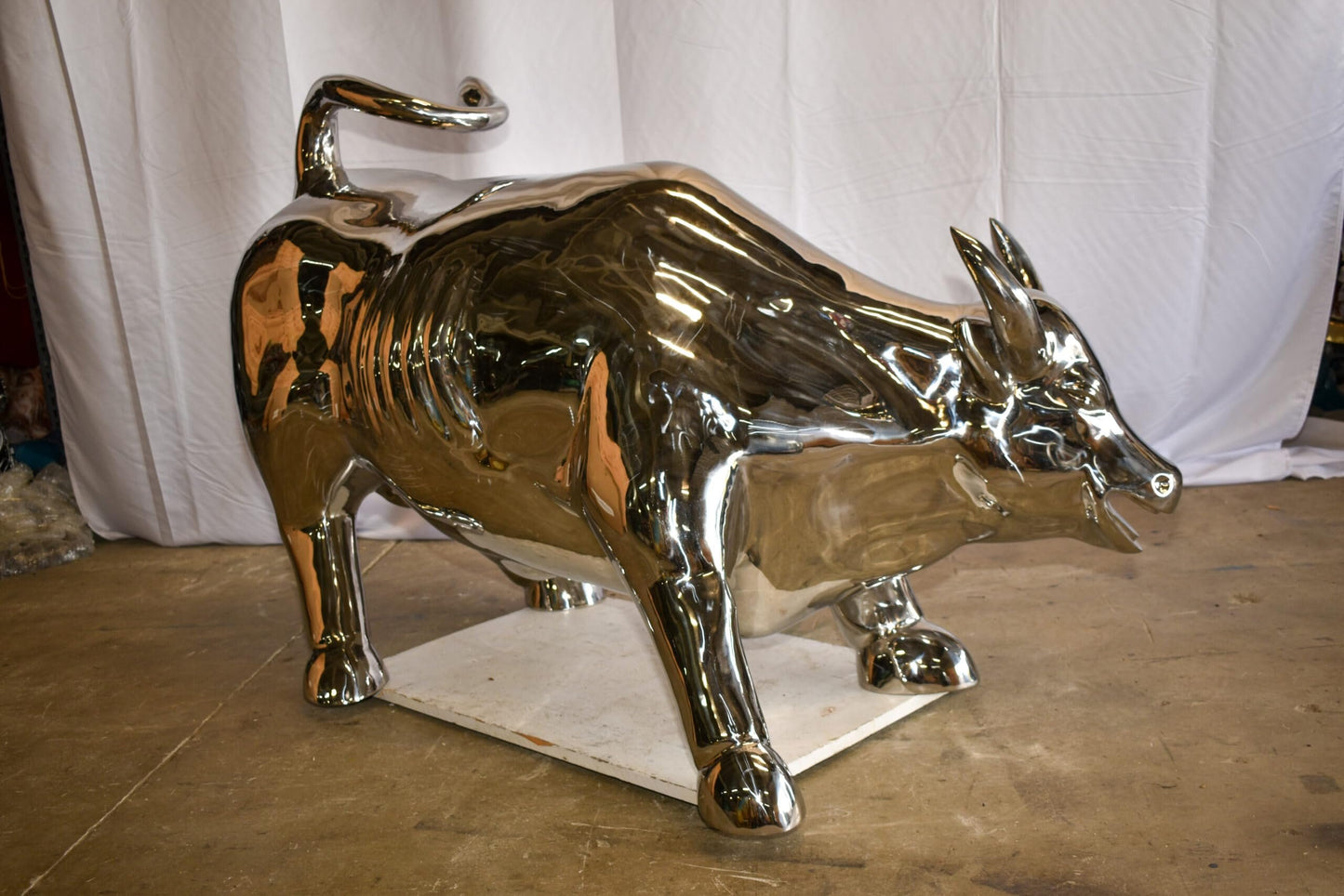 Large Wall Street Bull Made of Stainless Steel 60" x 30" x 37"H