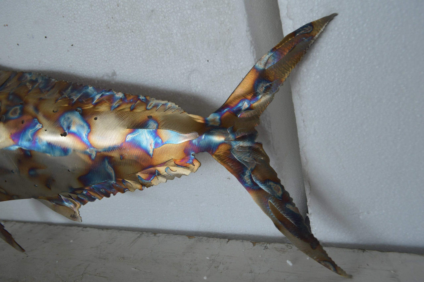 Mahi-Mahi fish laser cut steel wall mounted - Size: 26"L x 2"W x 14"H.