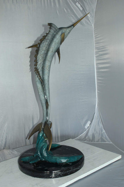 One Sailfish Jumping of the ware - Bronze Statue -  Size: 16"L x 16"W x 39"H.