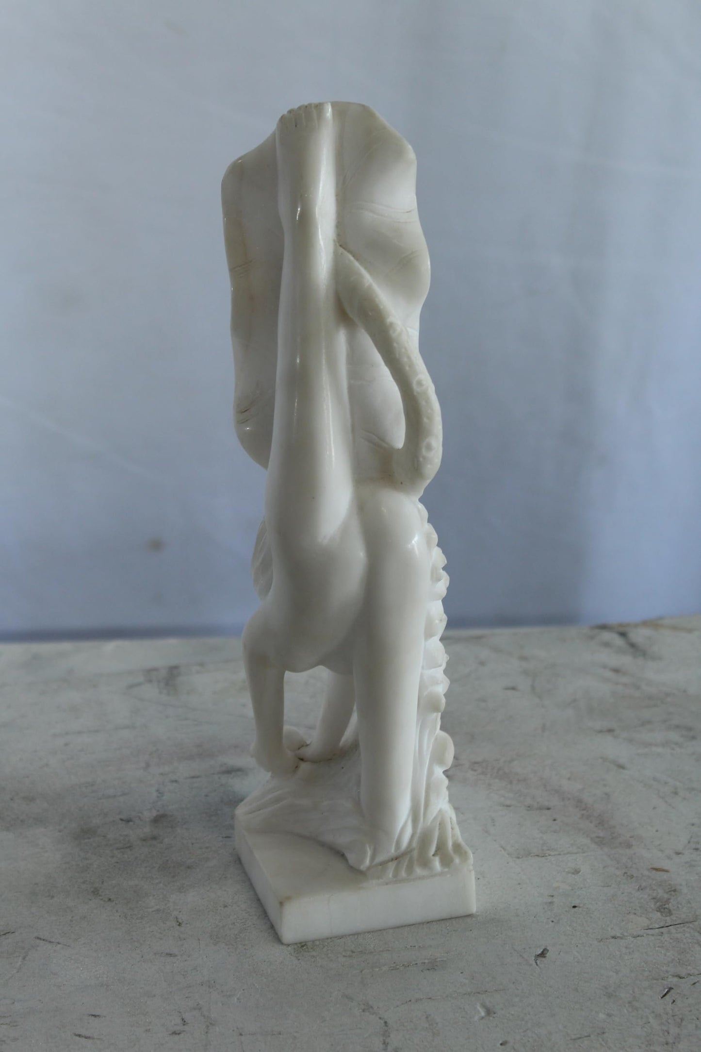 NIFAO Marble Woman Diving for a Pearl Marble Sculpture 4" x 4" x 12"H