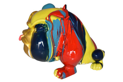 Modern Happy Paint Drops Bulldog Statue Made of Resin Size: 14" x 19" x 10"H