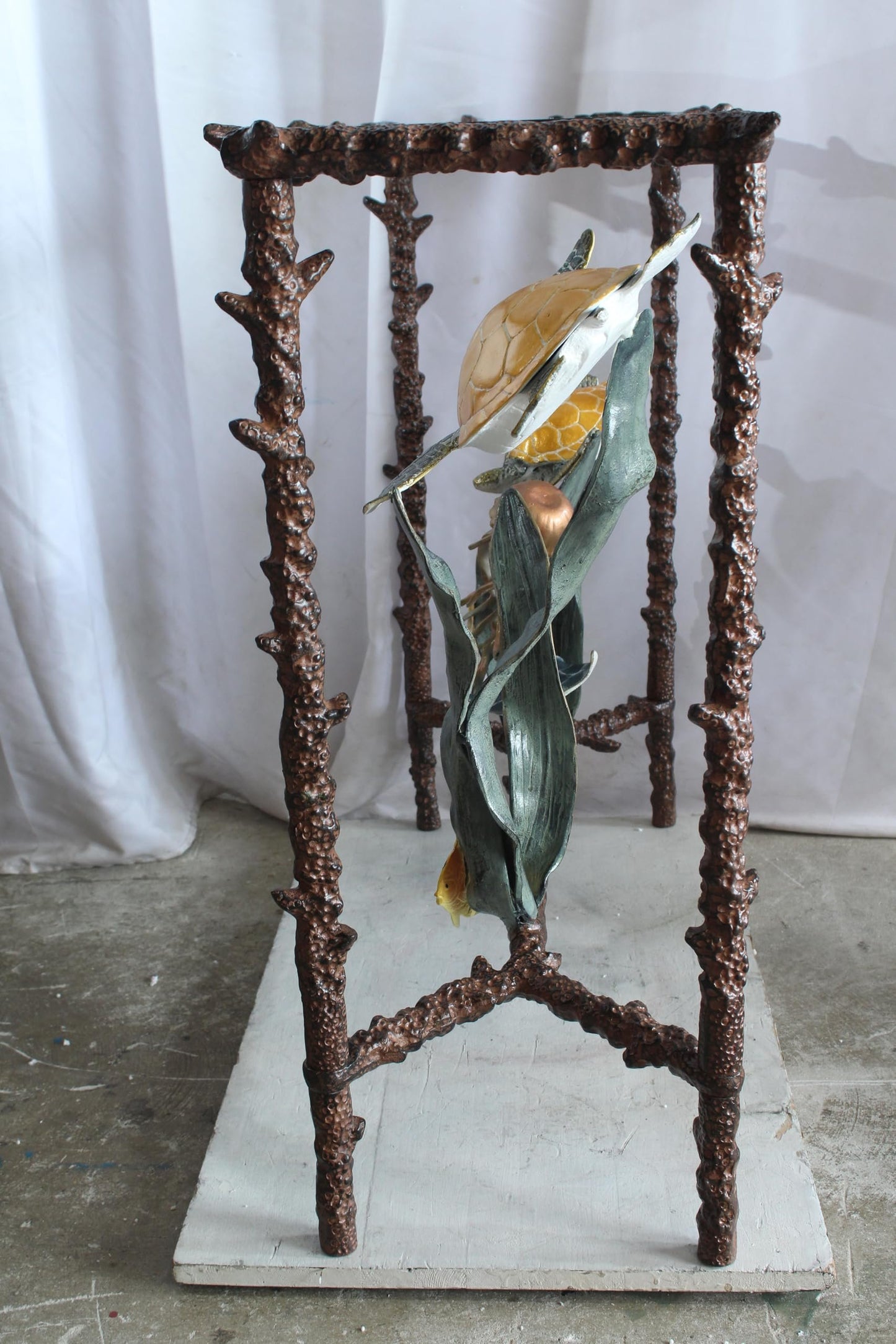 NIFAO Aluminum Sea Turtle Console Table Base Coastal Art 34" x 15" x 33"H