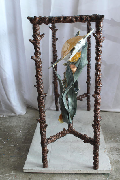 NIFAO Aluminum Sea Turtle Console Table Base Coastal Art 34" x 15" x 33"H