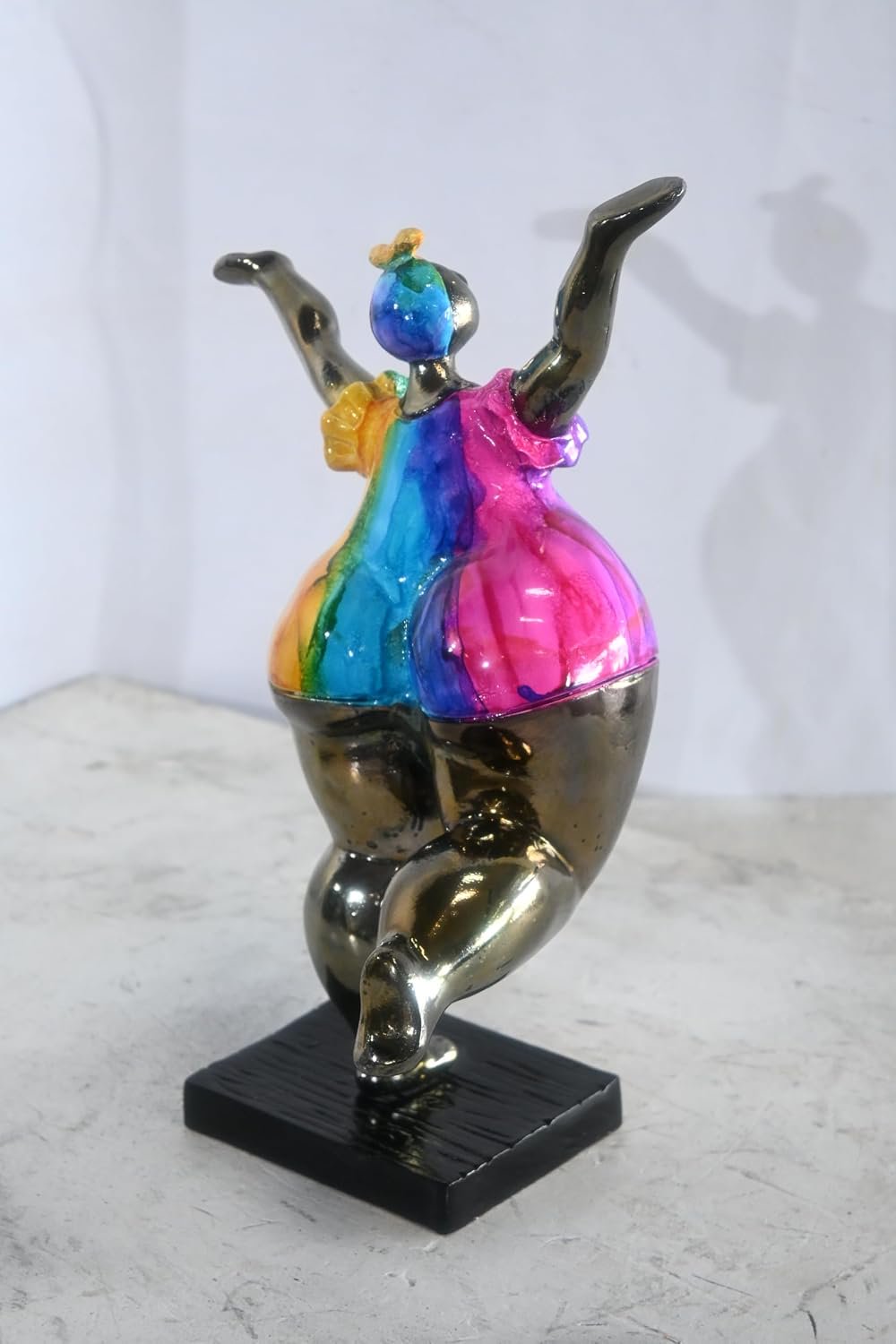 Voluptuous Woman Dancing Statue Painted Aluminum Pop Art 10"x7"x14"H