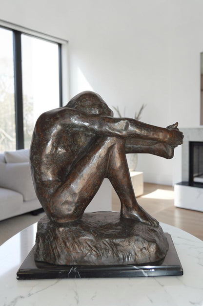 The Despair Rodin Replica Bronze Statue -  Size: 12"L x 11"W x 19"H.