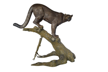 Mountain Lion Bronze Statue -  Size: 73"L x 41"W x 65"H.