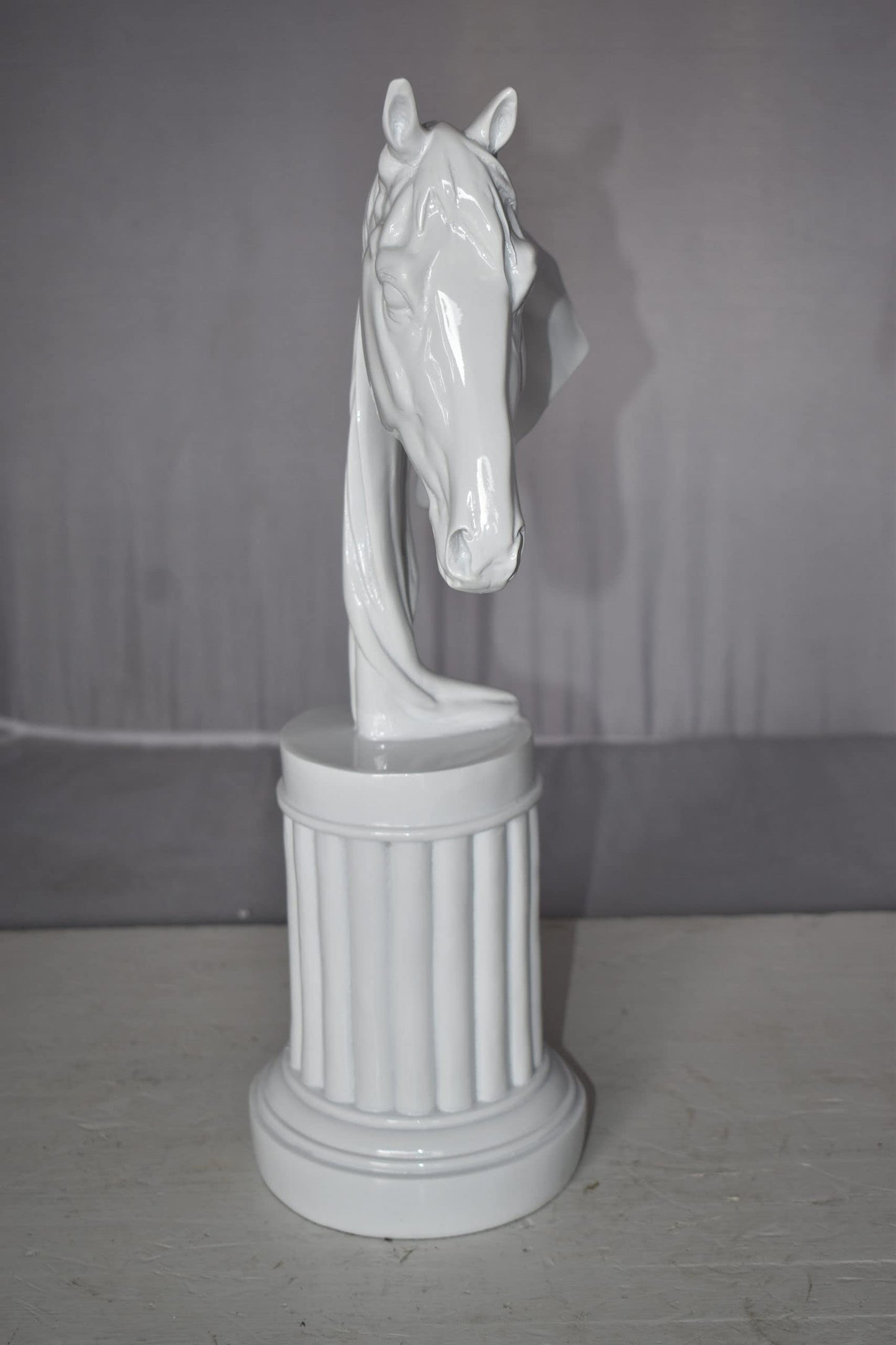 Modern Art of a White Horse Bust Statue Made of Resin Size: 10" x 5" x 19"H