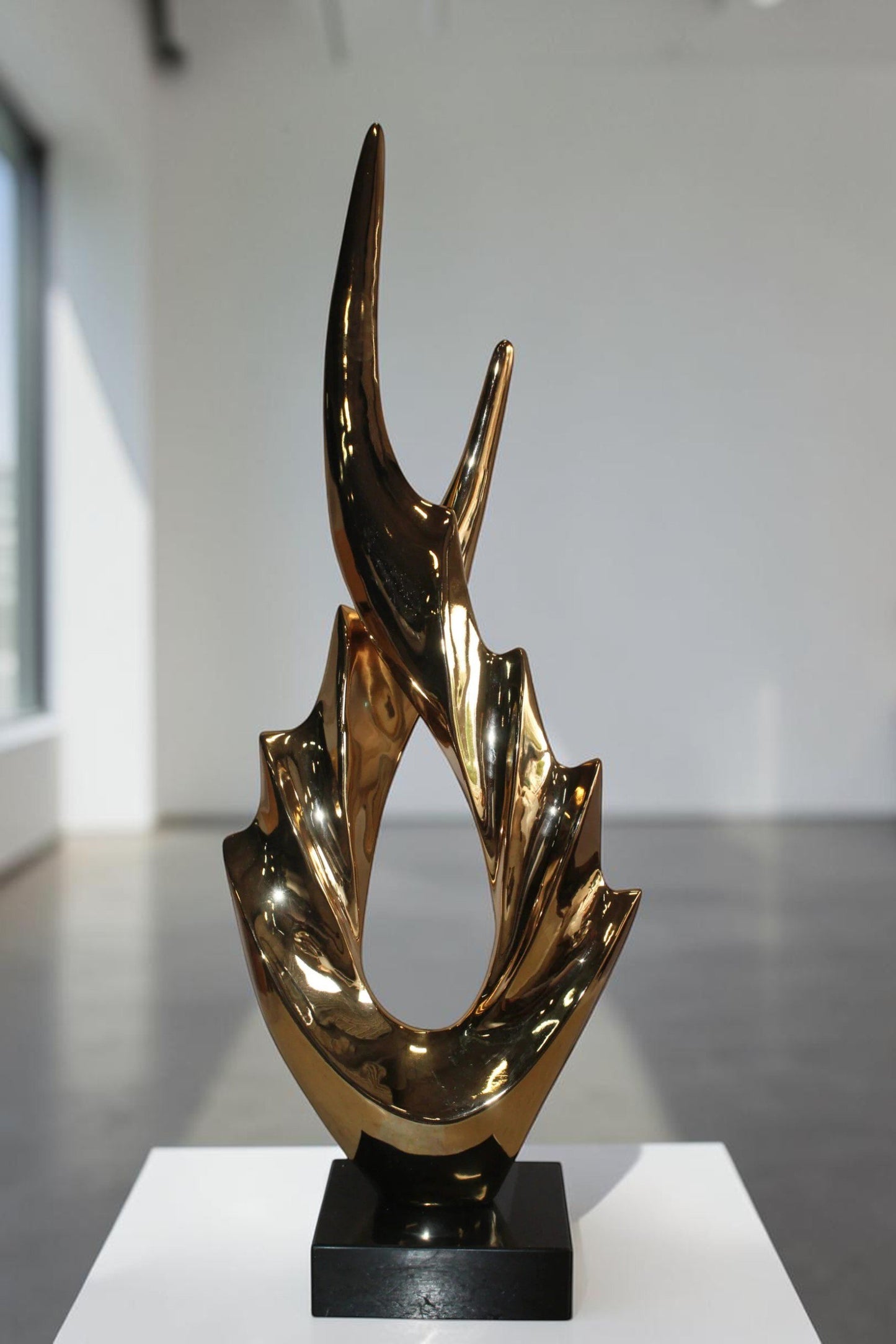 Unique Fluttering Gold Resin Statue on Marble Base 13" x 7" x 36"H