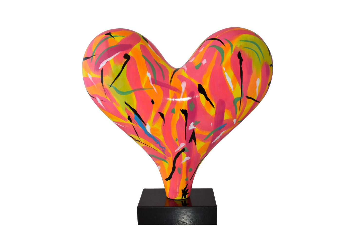 Eclectic Multicolor Heart 3D Statue on Black Base Size: 24" x 12" x 25"H