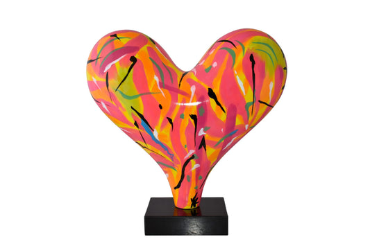 Eclectic Multicolor Heart 3D Statue on Black Base Size: 24" x 12" x 25"H