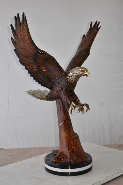 NIFAO Majestic American Bald Eagle Bronze Statue – Museum-Quality Handcrafted Sculpture with Powerful Detail and Symbolic Presence for Home, Office, or Nature-Inspired Décor – 29" L x 17" W x 28" H