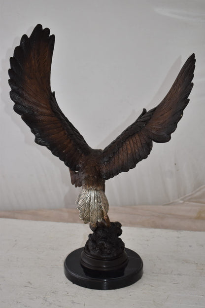 Eagle In Action Trying to Catch His Prey Bronze Statue Size: 17" x 10" x 23"H