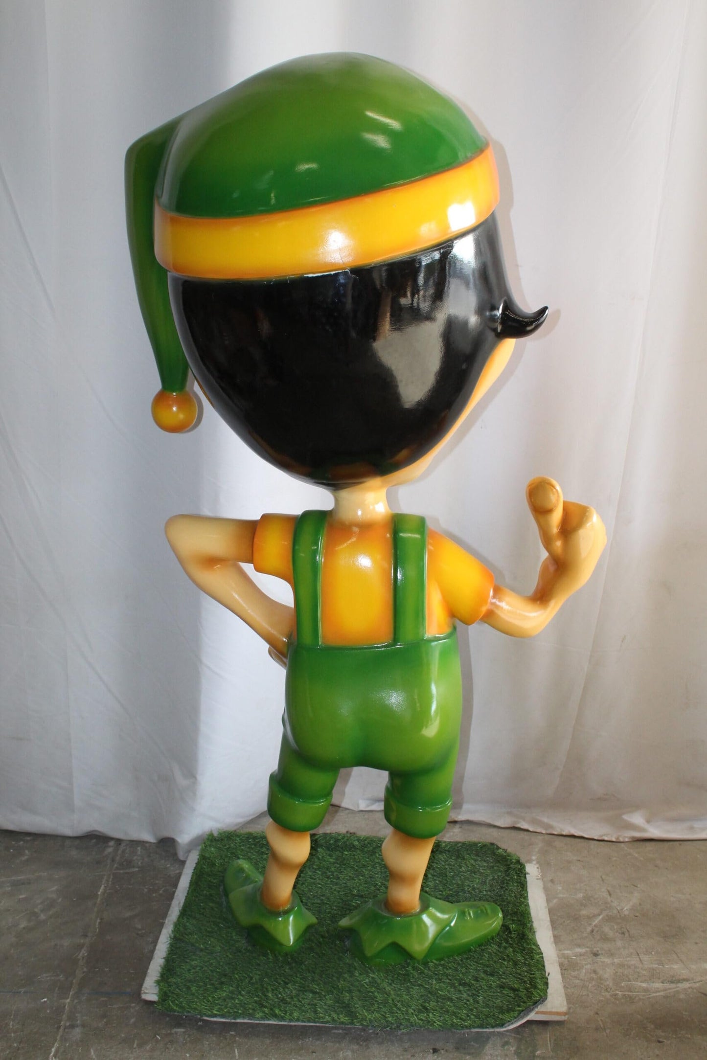 Fiberglass Clown Green hat Statue, Big Top Charm for Your Space 35" x 22" x 70"H