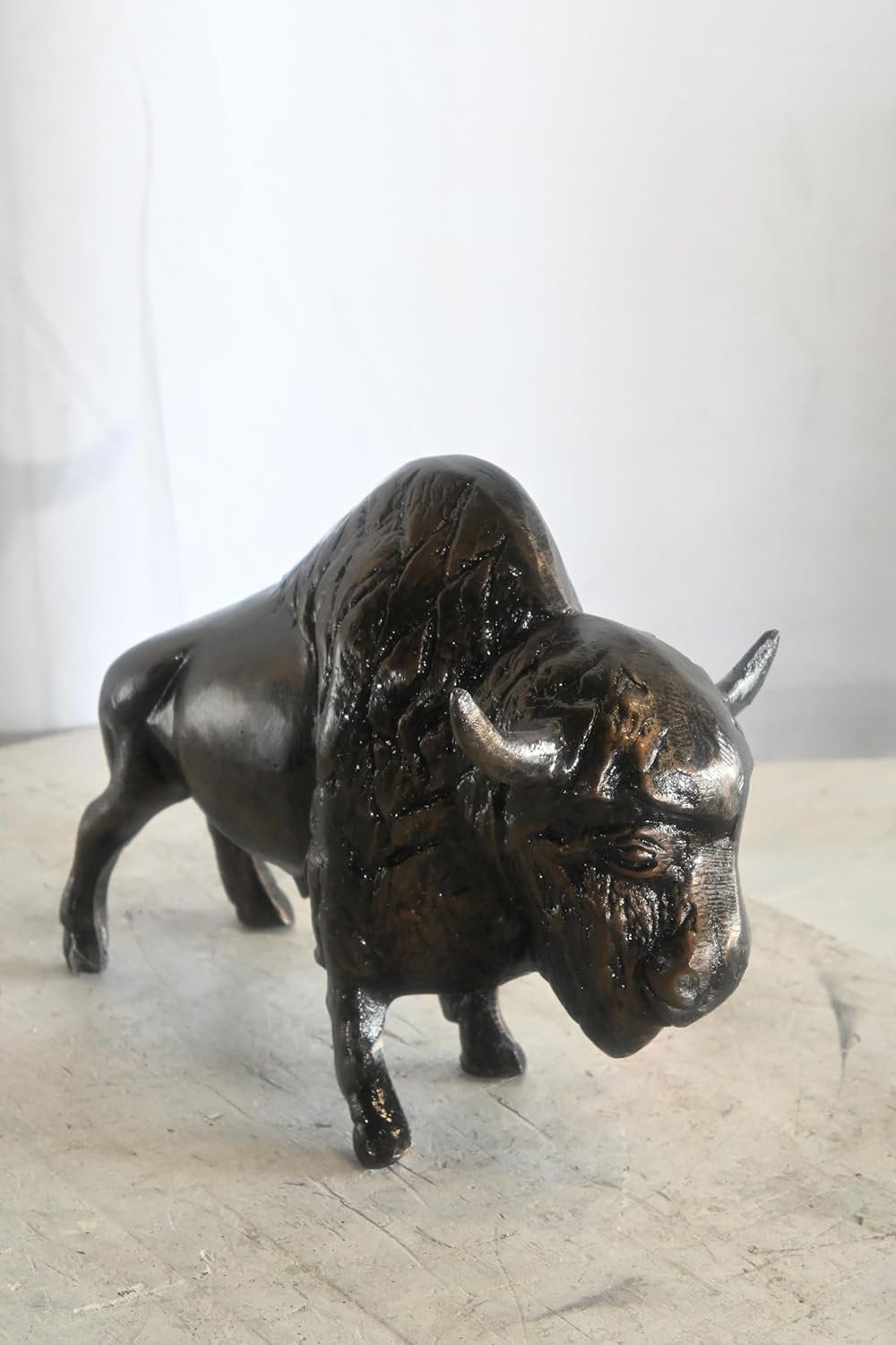 Detailed American Bison Buffalo Tabletop Aluminum Statue 16"x7"x11"H
