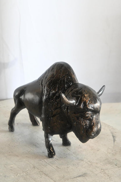 Detailed American Bison Buffalo Tabletop Aluminum Statue 16"x7"x11"H