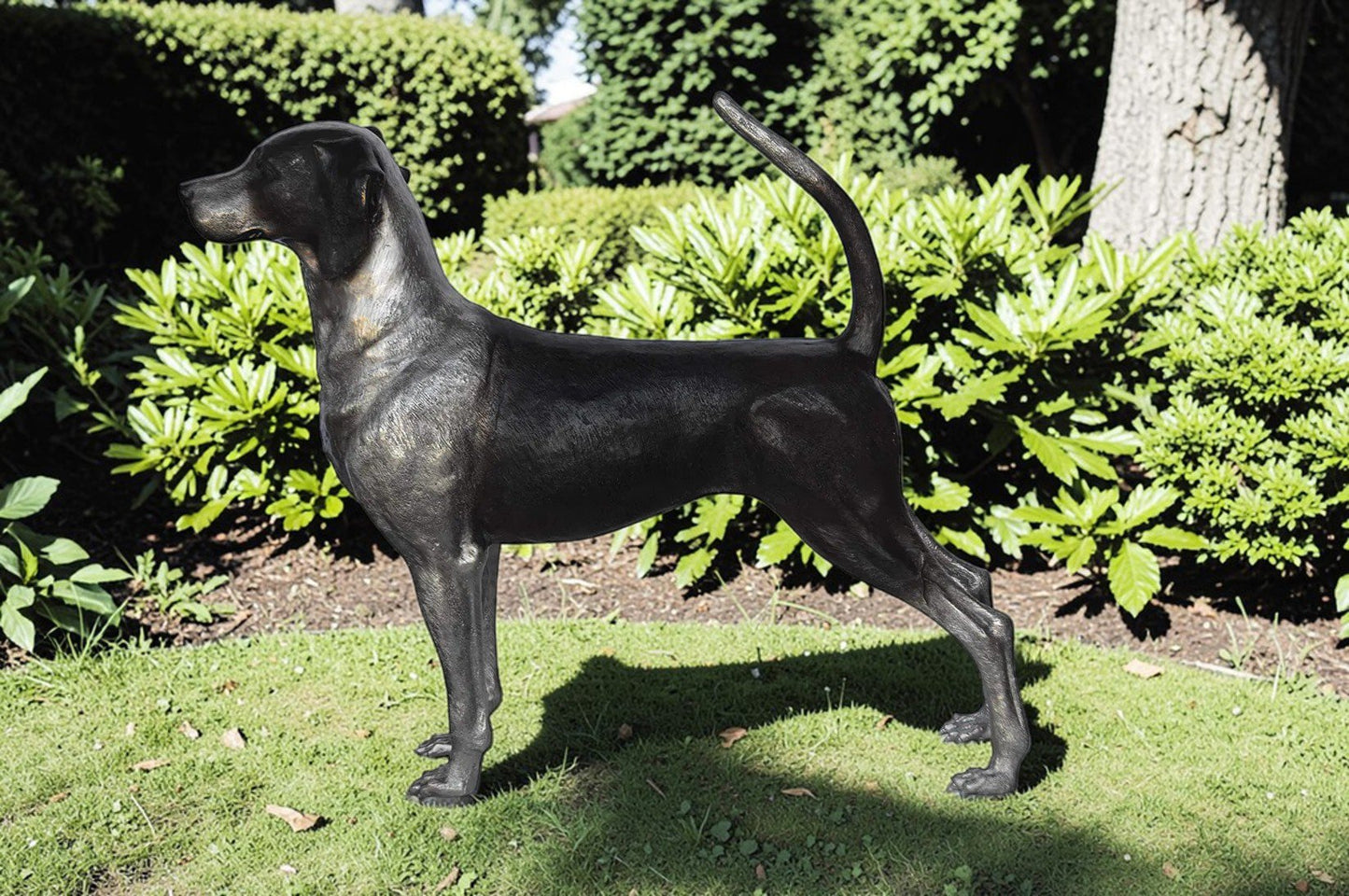 Foxhound Dog Bronze Statue -  Size: 31"L x 7"W x 24"H.