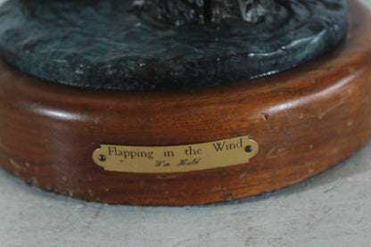 NIFAO Bronze Duck Flapping in The Wind by William Hald on Wood Base 16"x12"x31"H