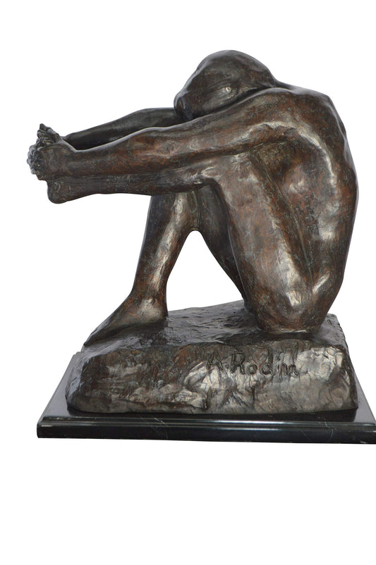 The Despair Rodin Replica Bronze Statue -  Size: 12"L x 11"W x 19"H.