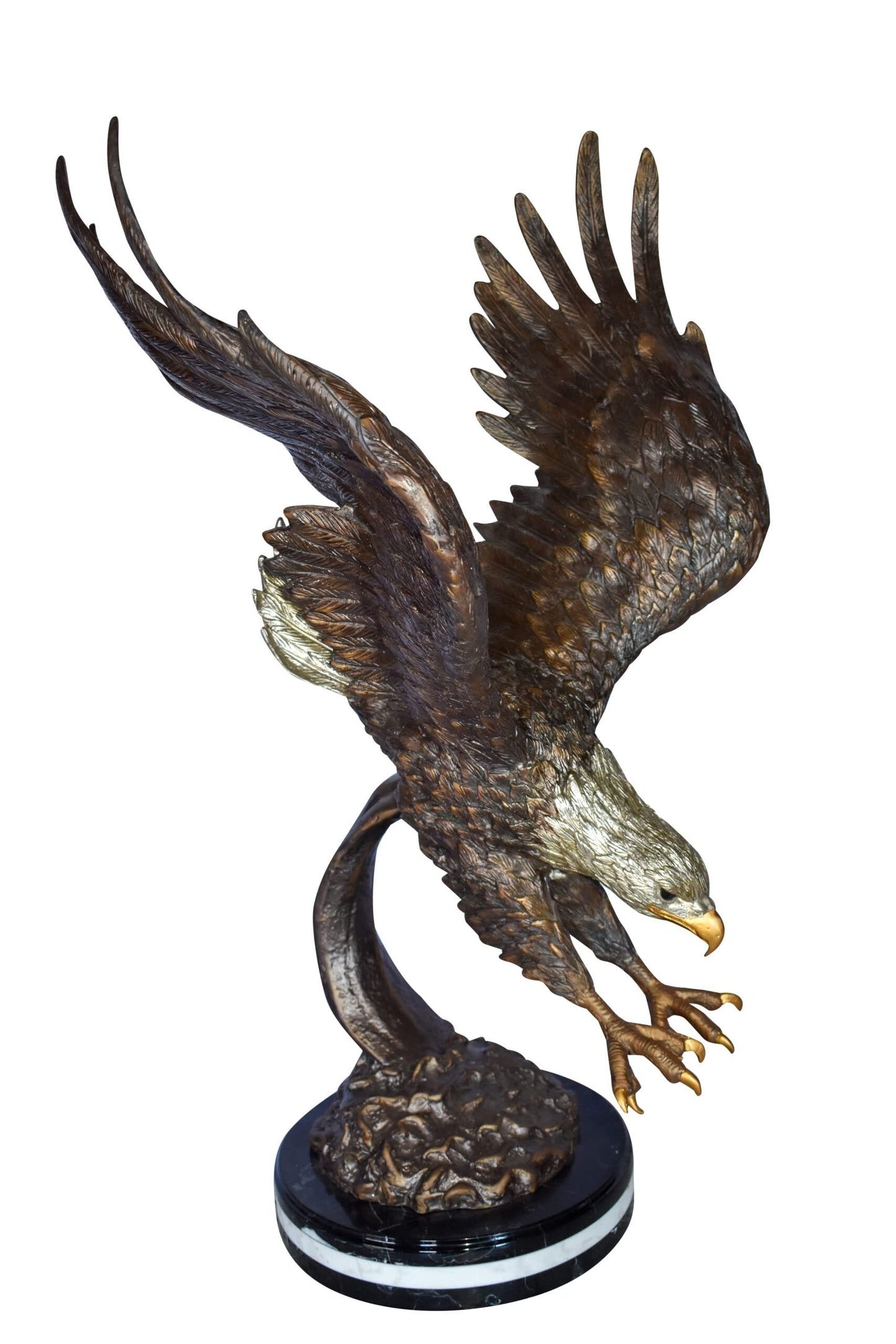 Eagle In Action Diving for His Prey Bronze Statue Size: 21" x 13" x 32"H