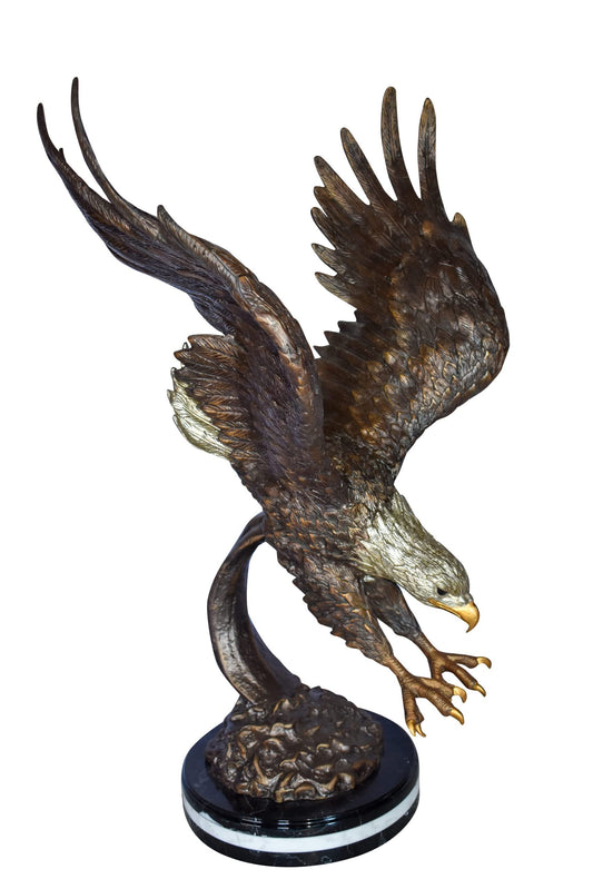 Eagle In Action Diving for His Prey Bronze Statue Size: 21" x 13" x 32"H