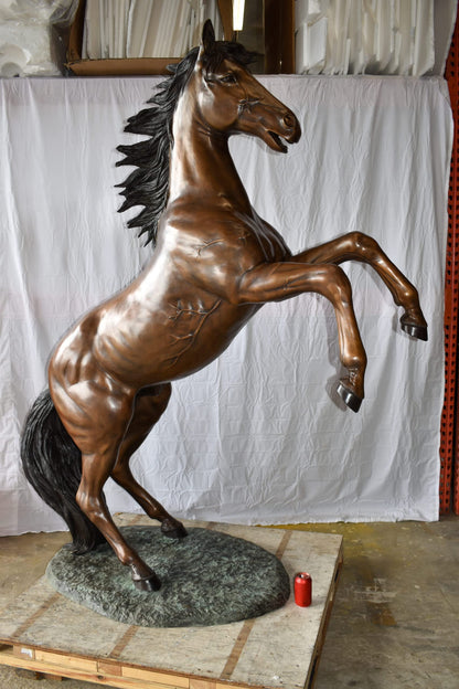 Nifao Life Size Rearing Horse Bronze Statue - Graceful Home Decor Sculpture, 72"L x 34"W x 88"H