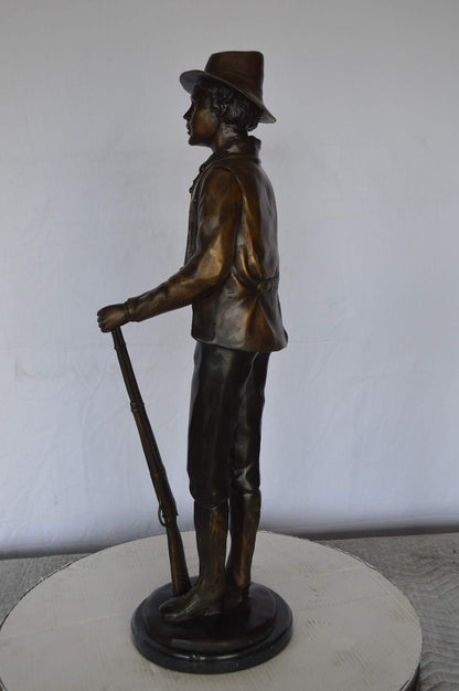 Texas Jack Bronze Statue Mounted on a Marble Base -  Size: 11"L x 9"W x 31"H.