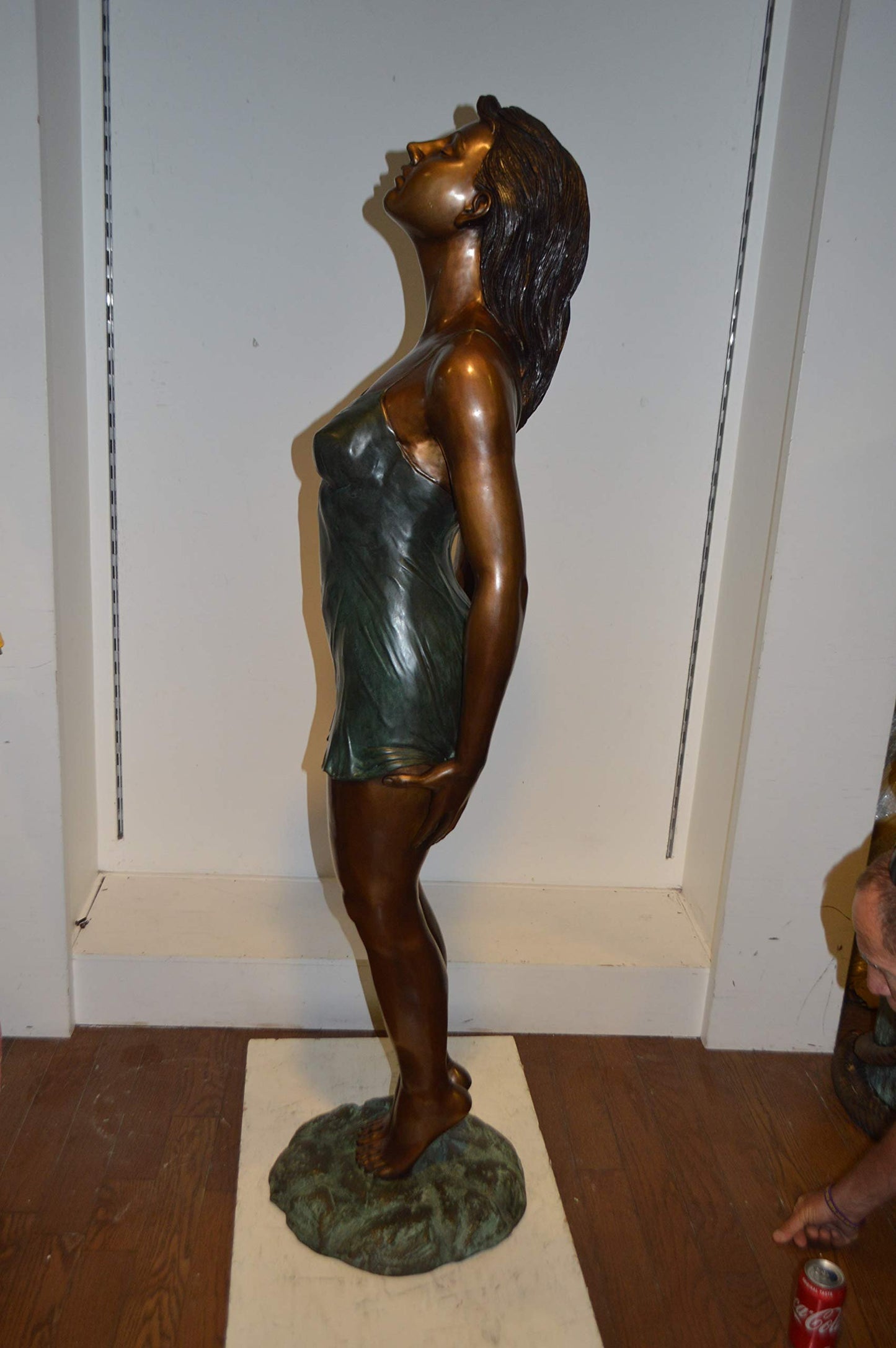 Spring Lady Watching The Sun Bronze Statue -  Size: 18"L x 12"W x 64"H