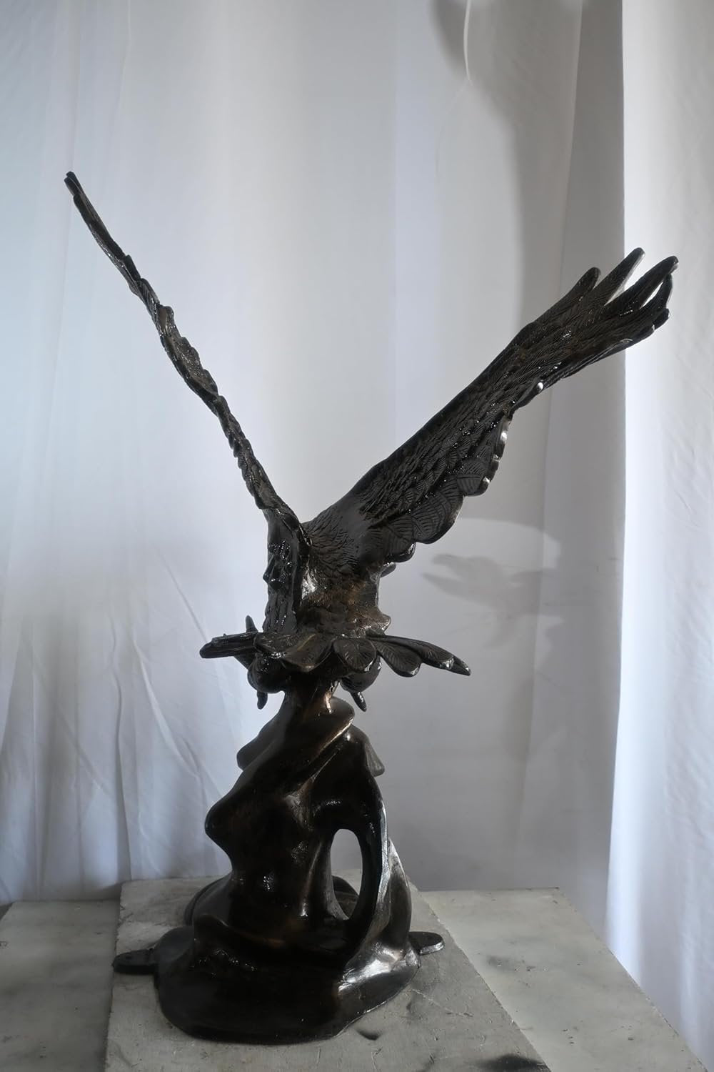 Aluminum Bald Eagle Landing Wings Spread Dark Bronze Art 32"x27"x42"H