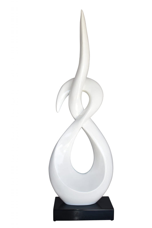Modern Art White Eternity Sculpture Made of Resin on A Base 13" x 7" x 42"H