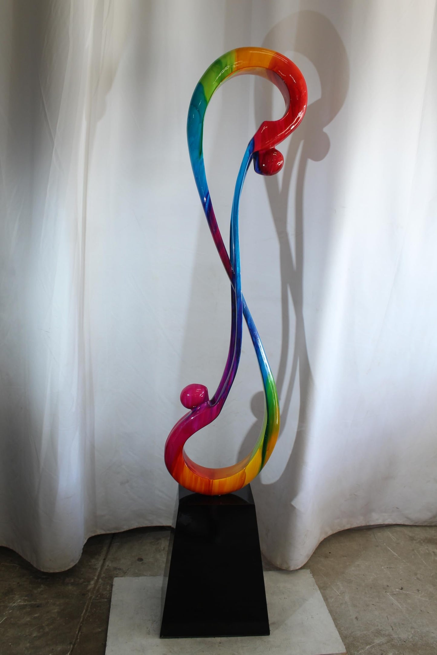 NIFAO Large Rainbow Infinity Love Sculpture by Liliana Mendez Bronze 16"x12"x80"H
