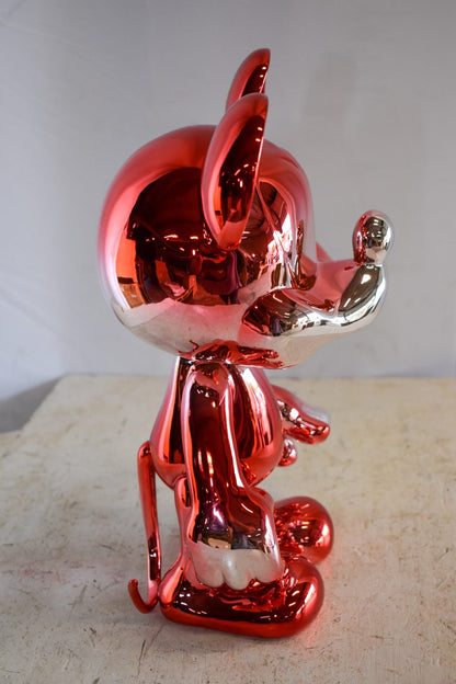 Contemporary Red Chrome Mickey Mouse Resin Statue 12" x 9" x 16"H