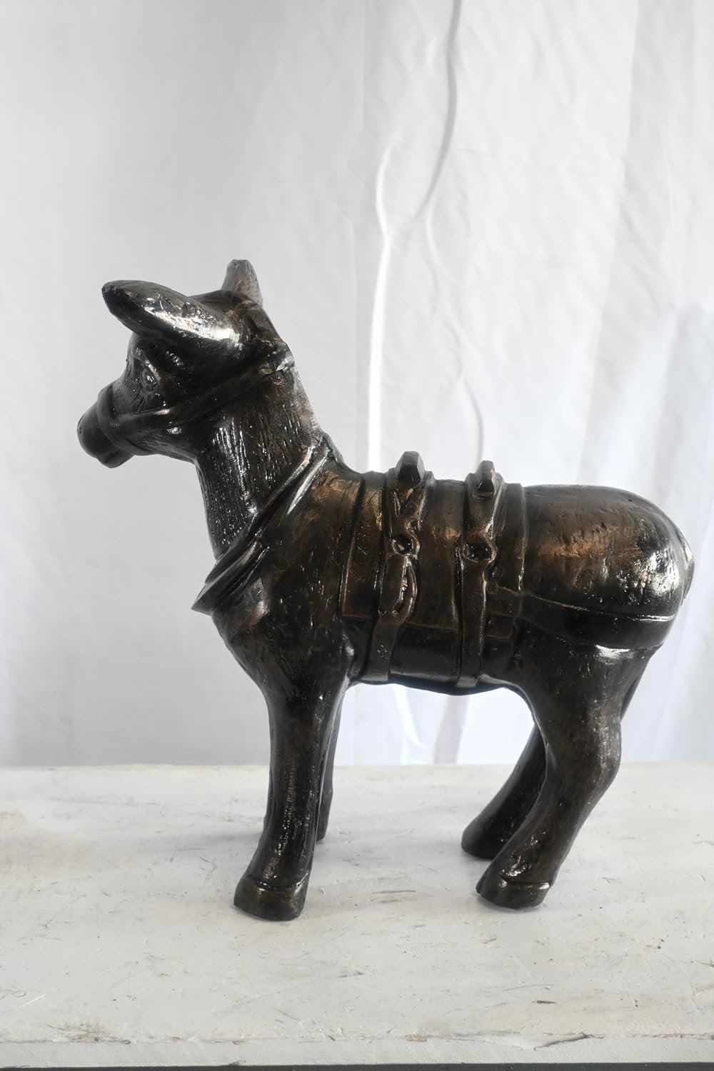 Pack Donkey Statue with Saddle and Halter Aluminum Decor 20"x9"x19"H