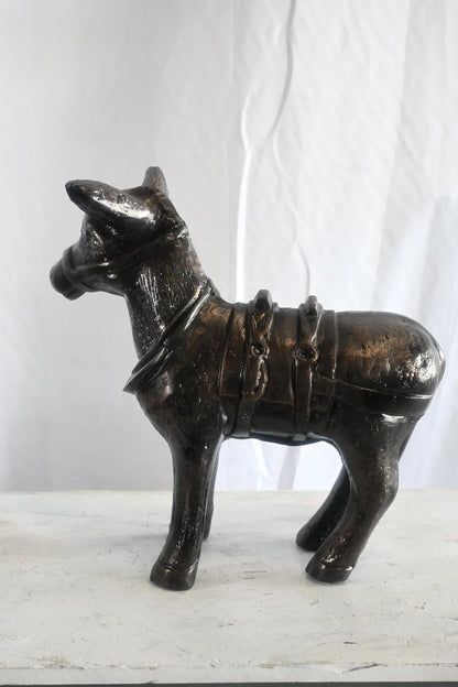 Pack Donkey Statue with Saddle and Halter Aluminum Decor 20"x9"x19"H