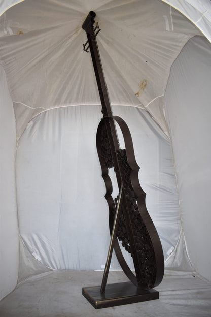 Creative Metal Guitar Structure on Base Modern Art Piece Size: 20" x 24" x 70"H