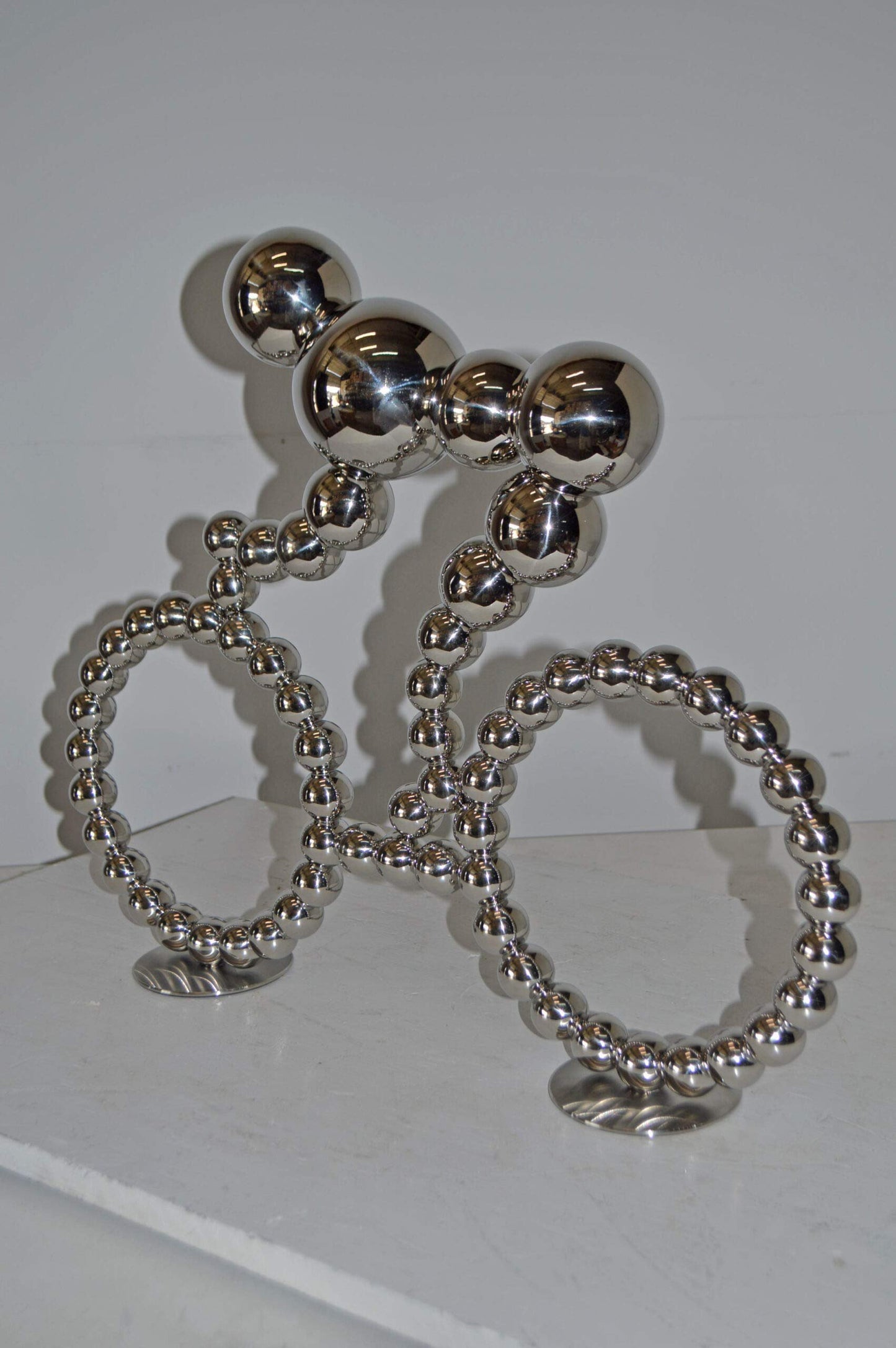 Modern Art Rider on His Bicycle Chrome Statue - Size: 22"L x 4"W x 17"H.