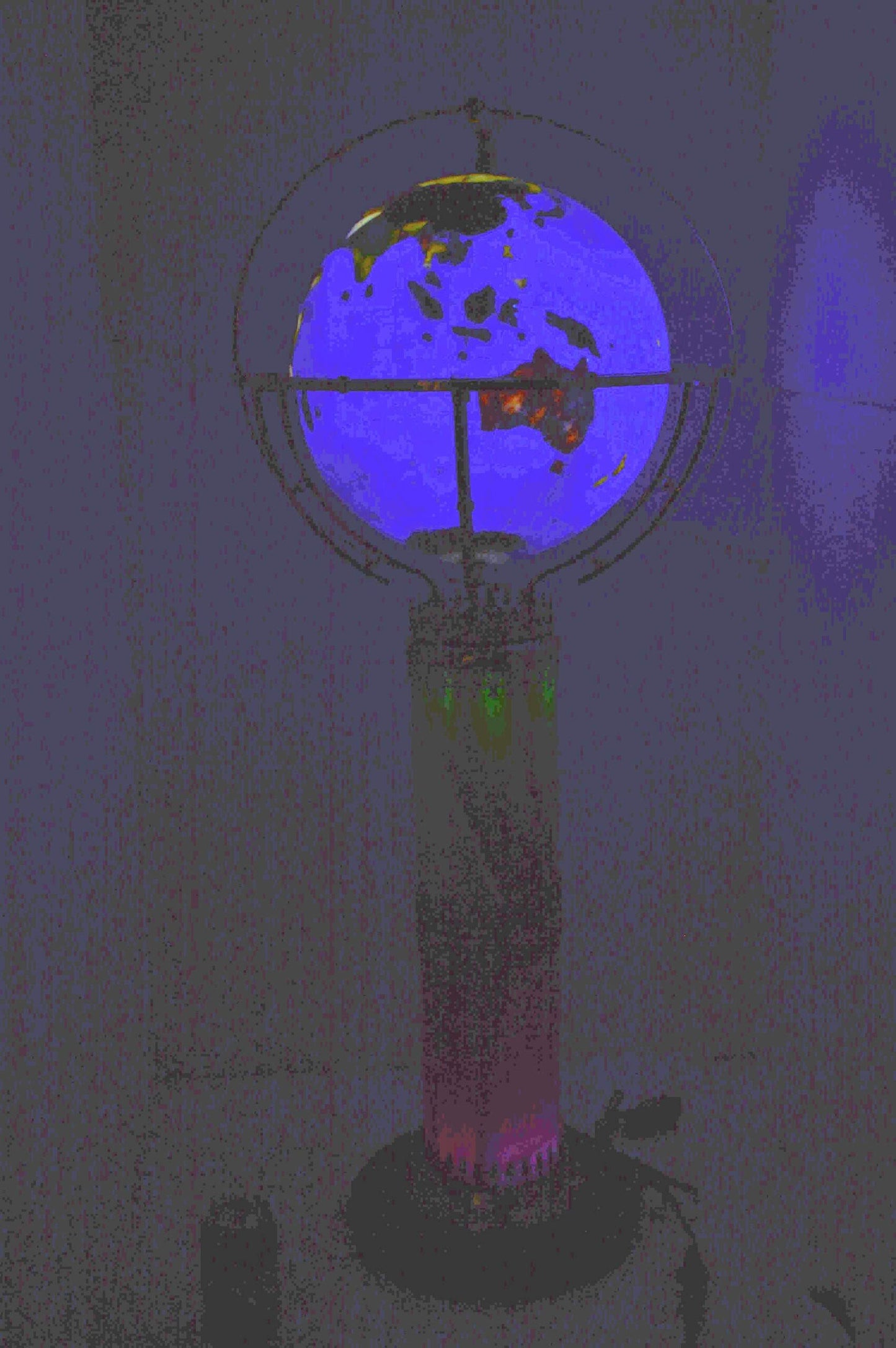 Illuminated Blue - World Globe Rotated by motor - Size: 19" x 19" x 42"H