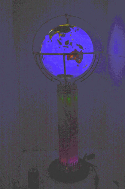 Illuminated Blue - World Globe Rotated by motor - Size: 19" x 19" x 42"H