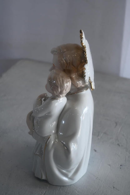 Porcelain Saint Joseph and Christ Child Gold Halo Statue 6"x4"x9"H