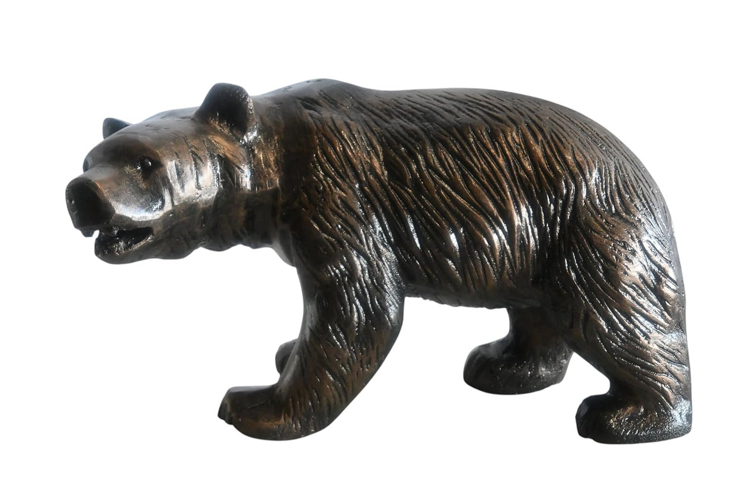 Walking Grizzly Bear Handcrafted Aluminum Wildlife Decor 15"x6"x10"H