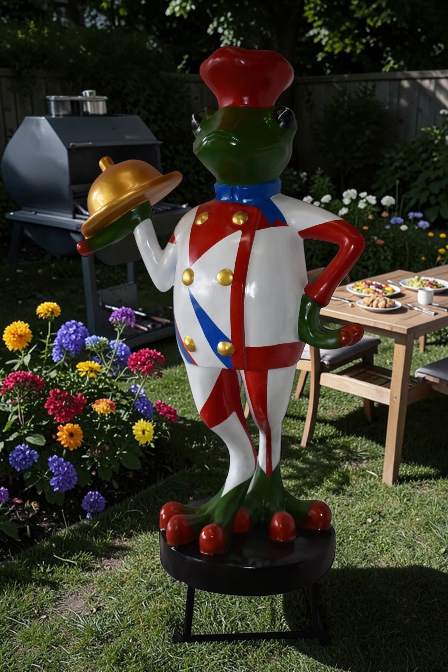 Giant Frog Chef Made of Resin Good for Outdoors Size: 41" x 30" x 70"H