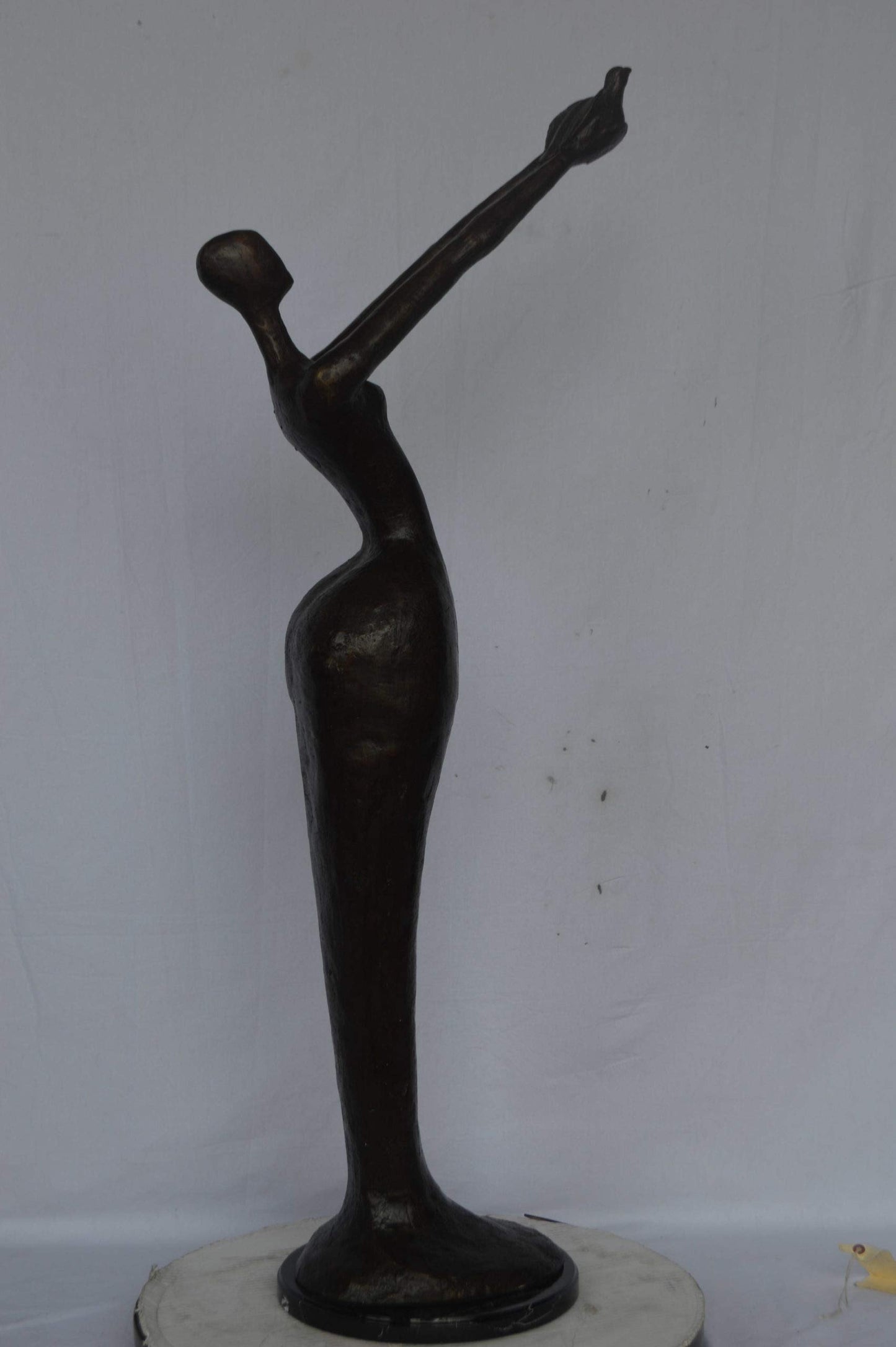 Woman Releasing Bird Modern Art Bronze Statue - Size: 13"L x 19"W x 52"H.