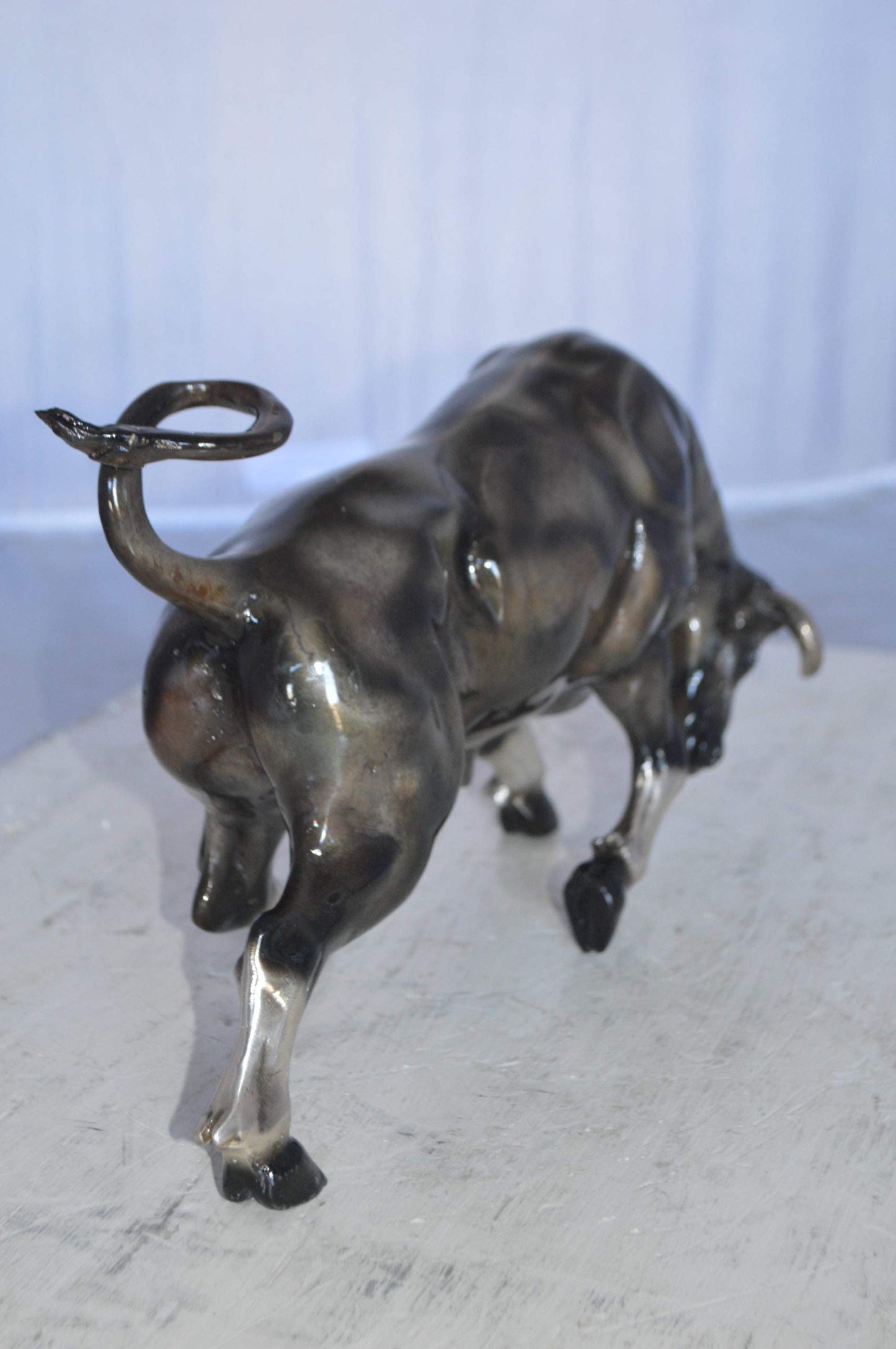 Charging Bull Bronze Statue -  Size: 15"L x 5"W x 8"H.