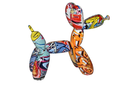 Modern Graffiti Looking Balloon Dog Statue Made of Resin Size: 10" x 4" x 8"H