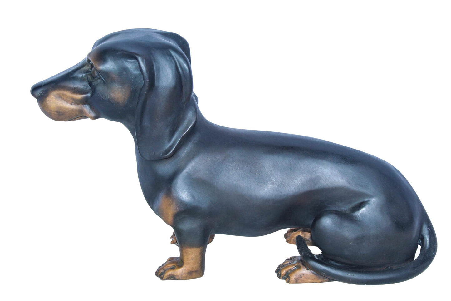 Adorable Dachshund Dog Sitting Bronze Statue 17" x 5" x 10"H