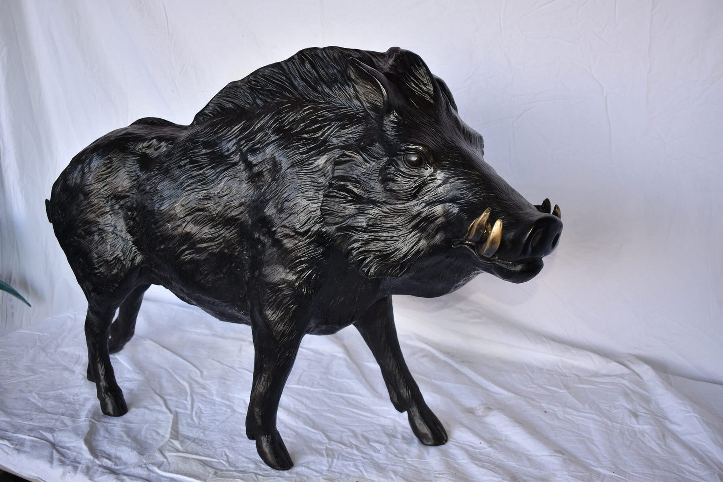 Lifesize Boar Made of Bronze, Statue  - Size: 12"L x 50"W x 30"H.
