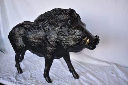Lifesize Boar Made of Bronze, Statue  - Size: 12"L x 50"W x 30"H.