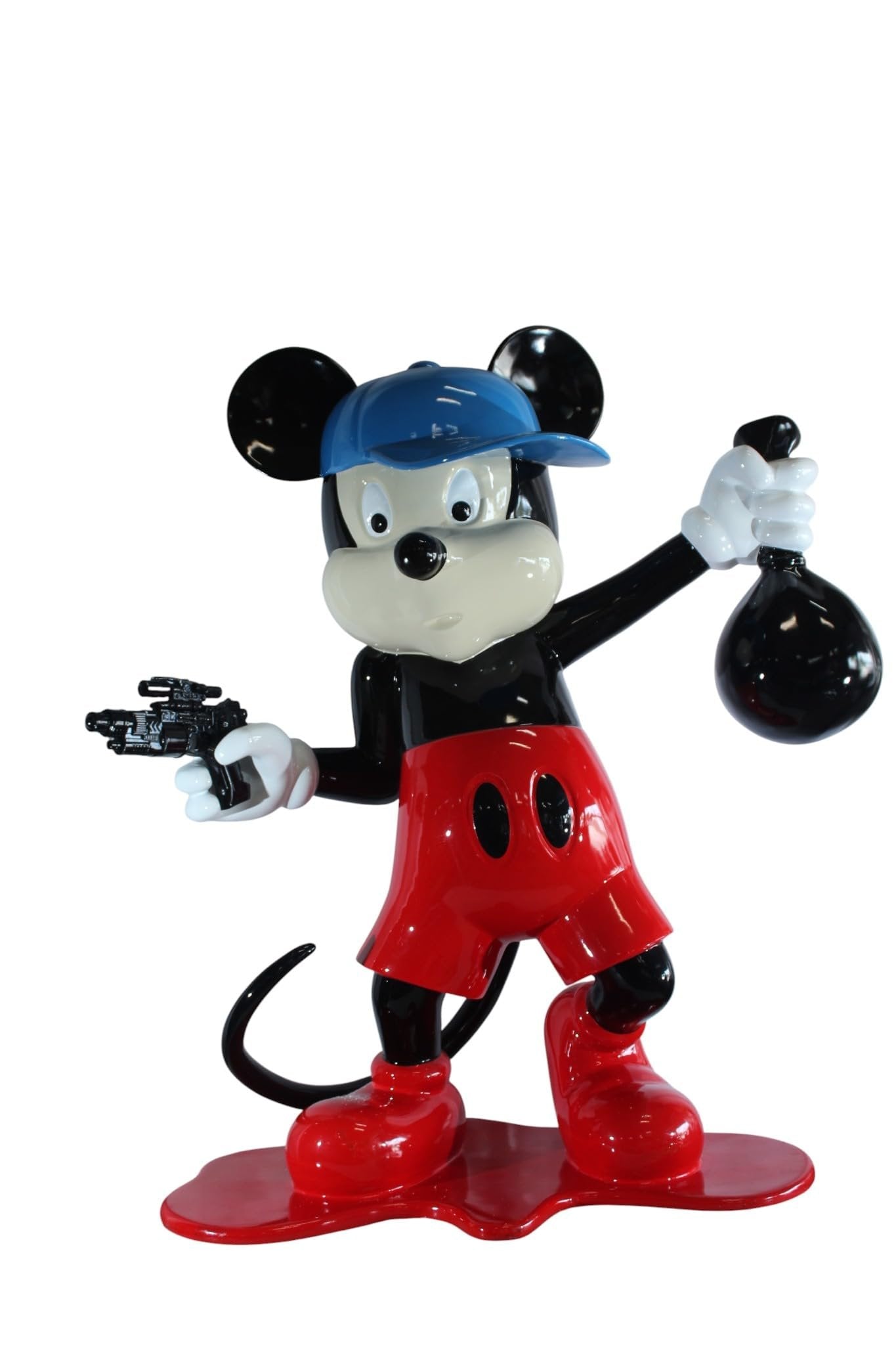 NIFAO Giant Cartoon Mouse Sculpture with Money Bag Pop Art Resin Statue 45"x20"x50"H